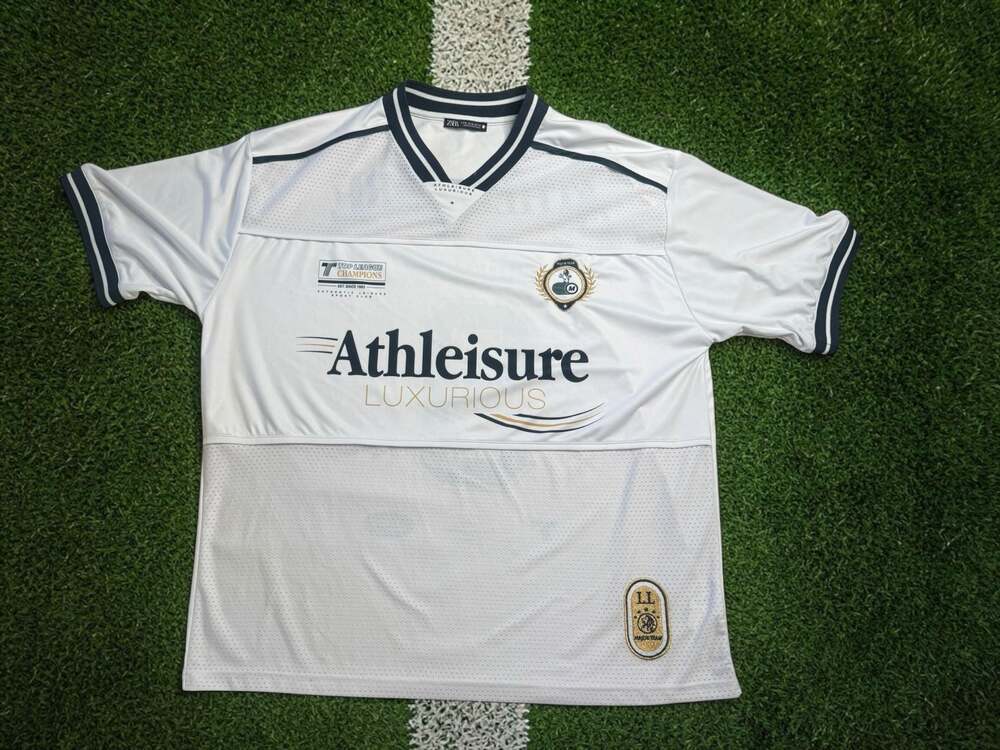 Zara Athleisure Luxurious Soccer Jersey White Size M
